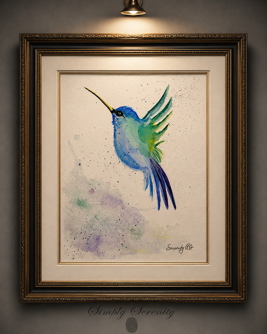 Hummingbird in Flight, original artwork by Serenity K. Kashuba