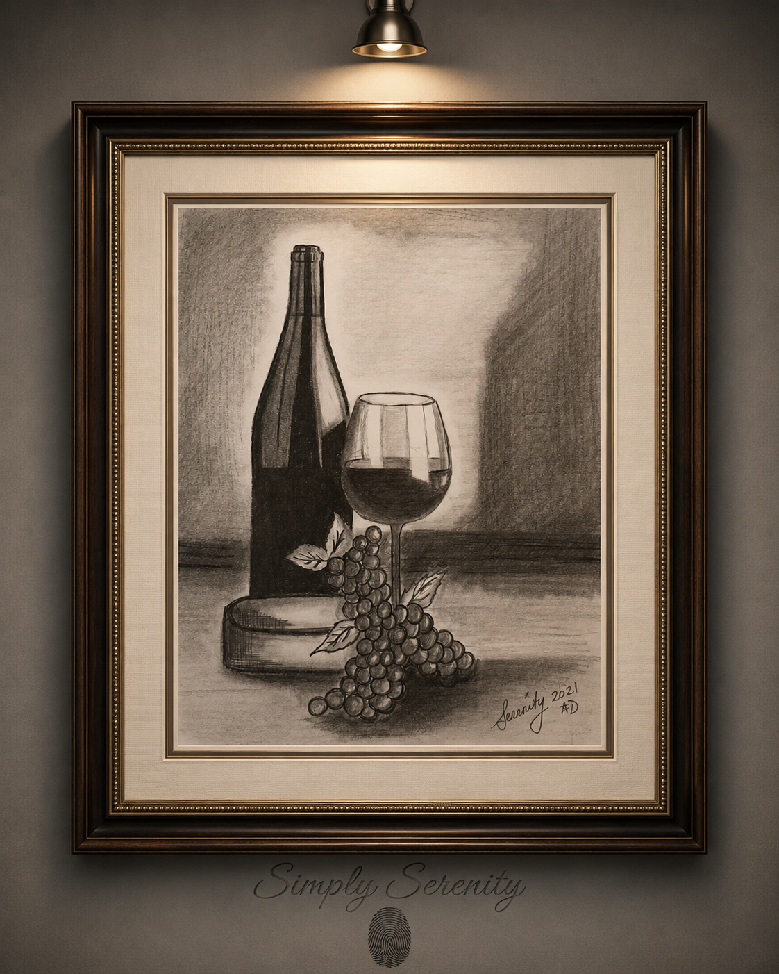 Wine & Grapes, original artwork by Serenity K. Kashuba