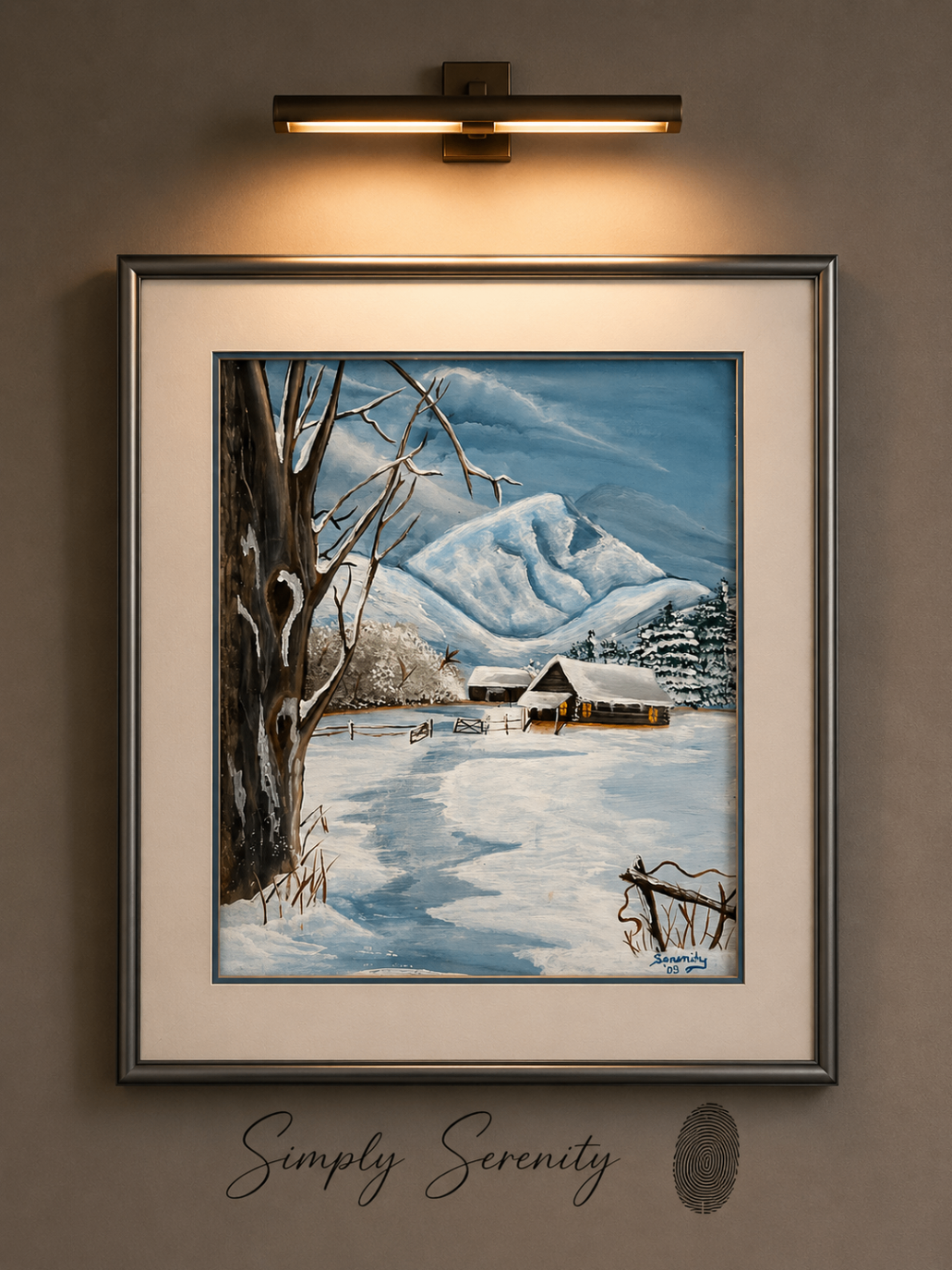 Cabin in Winter, original artwork by Serenity K. Kashuba