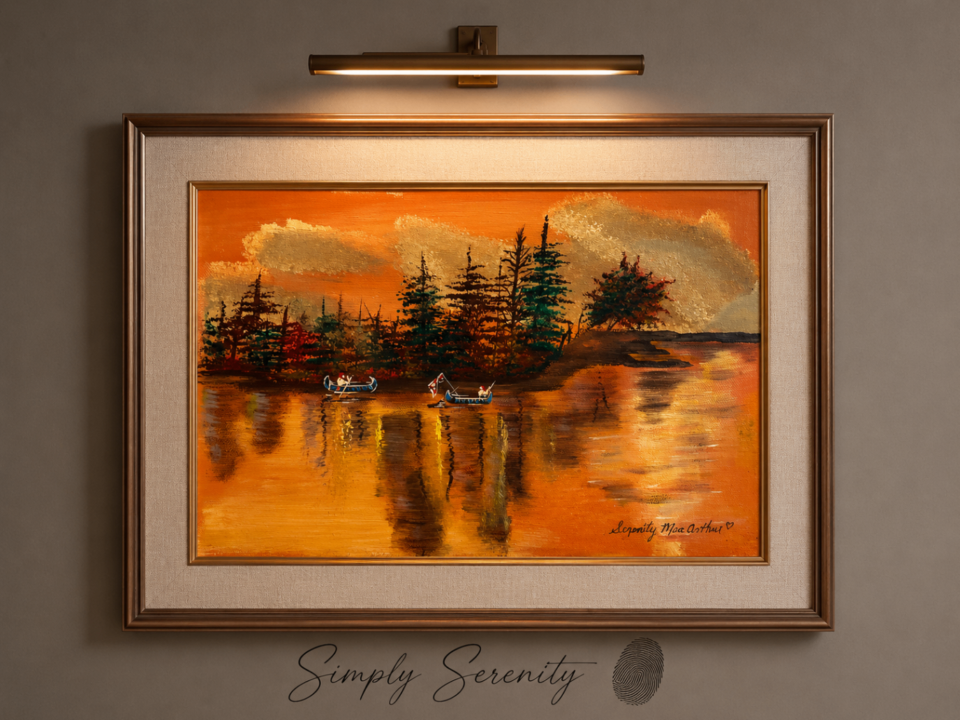 Canoes at Sunset, original artwork by Serenity K. Kashuba